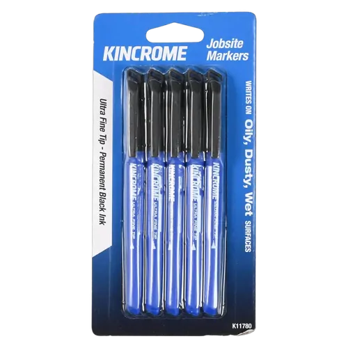 Kincrome Permanent Marker Ultra Fine Tip 5 Pack Black