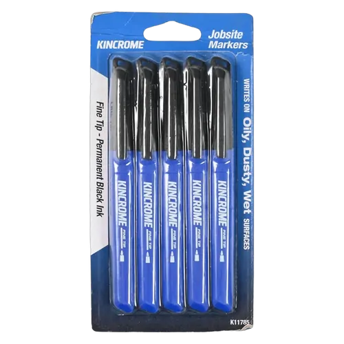 Kincrome Permanent Marker Fine Tip 5 Pack Black