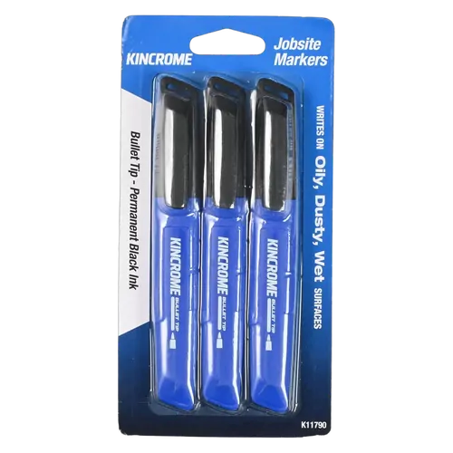 Kincrome Permanent Marker Bullet Tip 3 Pack Black