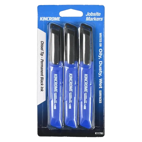 Kincrome Permanent Marker Chisel Tip 3 Pack Black