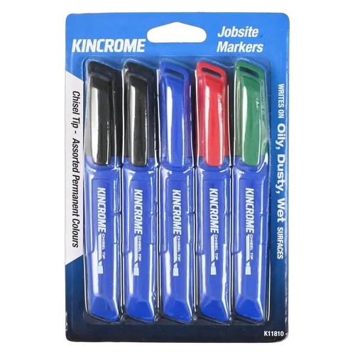 Kincrome Permanent Marker Chisel Tip 5 Pack Assorted Colours