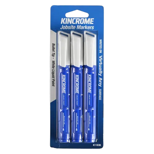 Kincrome Paint Marker Bullet Tip 3 Piece White