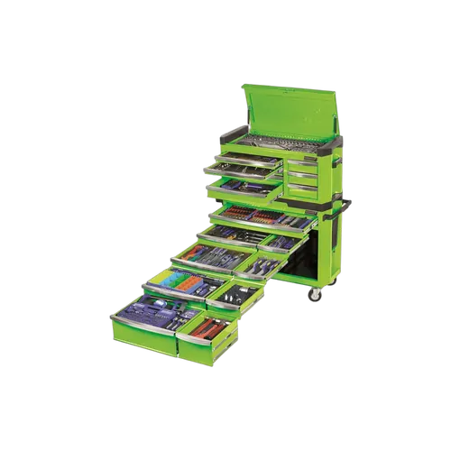 Kincrome Contour Extra-Wide Workshop Tool Kit 610 Piece 17 Drawer 42" Green