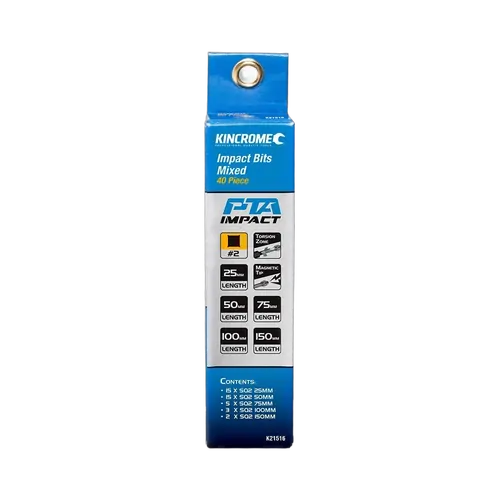 Kincrome Square #2 Impact Bit Mixed Pack 40 Piece