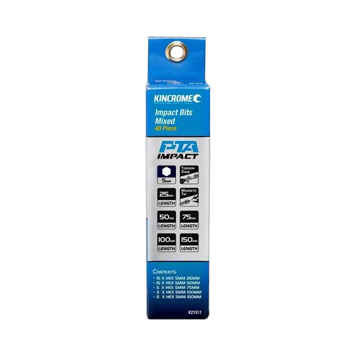 Kincrome Hex 5Mm Impact Bit Mixed Pack 40 Piece