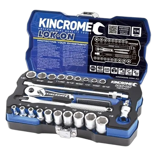 Kincrome Lok-On Socket Set 24 Piece 1/4" Drive - Metric & Imperial