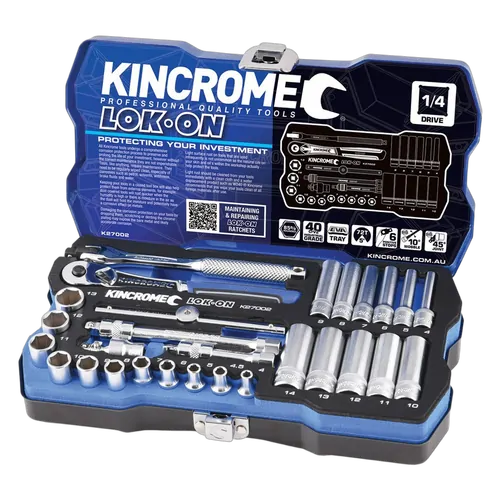 Kincrome Lok-On Socket Set 28 Piece 1/4" Drive - Metric