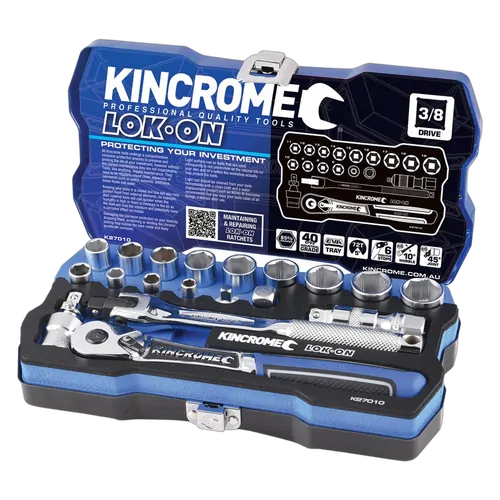 Kincrome Lok-On Socket Set 19 Piece 3/8" Drive - Metric