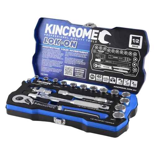 Kincrome Lok-On Socket Set 18 Piece 1/2" Drive - Metric