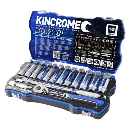 Kincrome Lok-On Socket Set 28 Piece 1/2" Drive - Metric