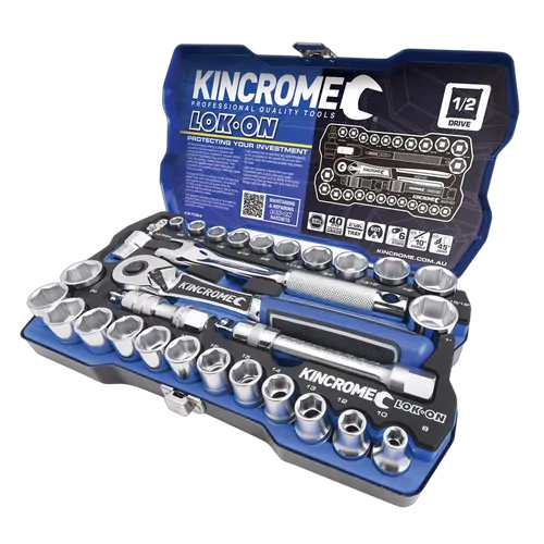 Kincrome Lok-On Socket Set 29 Piece 1/2" Drive - Metric & Imperial