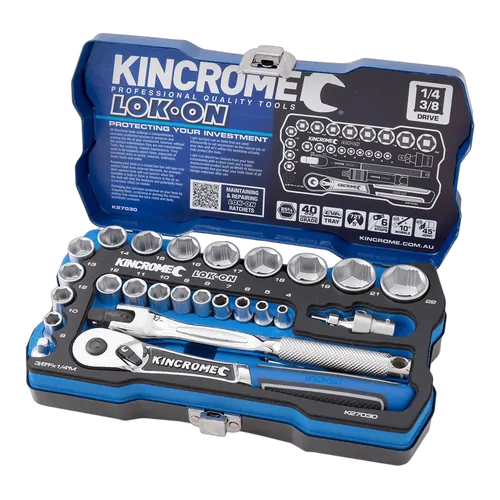Kincrome Lok-On Socket Set 26 Piece 1/4" & 3/8" Drive - Metric