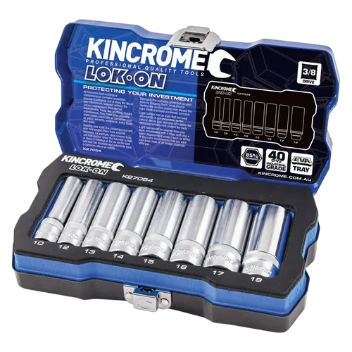 Kincrome Lok-On Socket Set 8 Piece 3/8" Drive - Metric