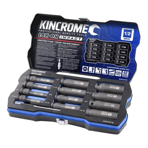 Kincrome Lok-On Deep Impact Socket Set 12 Piece 1/2" Drive