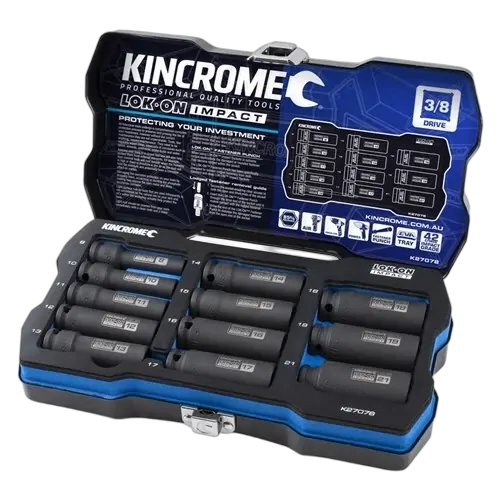 Kincrome Lok-On Deep Impact Socket Set 12 Piece 3/8" Drive - Metric