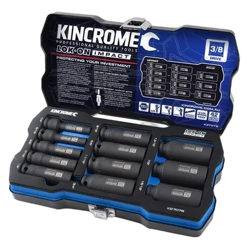 Kincrome Lok-On Deep Impact Socket Set 12 Piece 3/8" Drive - Imperial