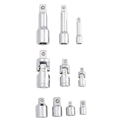 Kincrome Socket Accessory Set 1/4", 3/8" & 1/2" Drive 10 Piece (Mirror Polish)