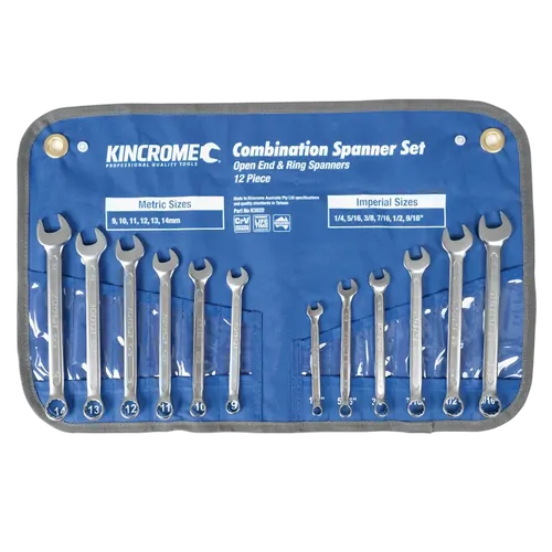 Kincrome Combination Spanner Set 12 Piece - Metric/Imperial