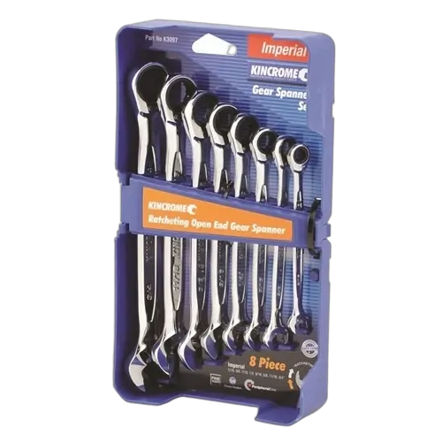 Kincrome Ratcheting Open End Gear Spanner Set 8 Piece - Imperial