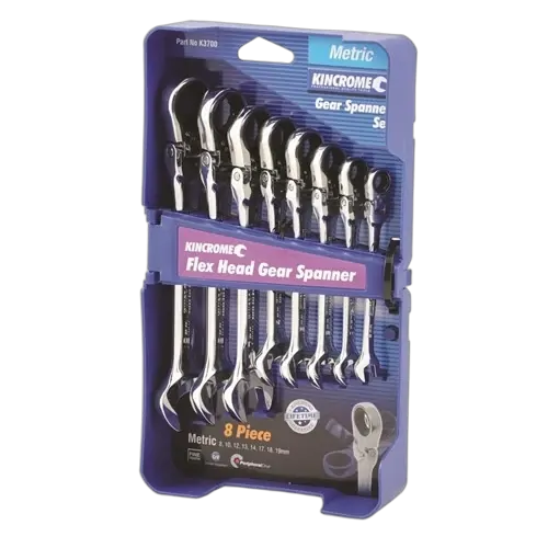 Kincrome Flex Head Gear Spanner Set 8 Piece - Metric