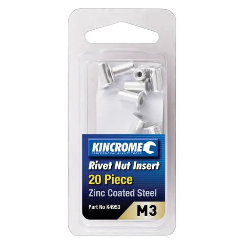 Kincrome Rivet Nut Insert M3 (Zinc Coated Steel) - 20 Pack