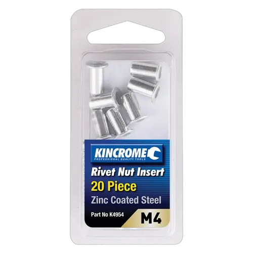 Kincrome Rivet Nut Insert M4 (Zinc Coated Steel) - 20 Pack
