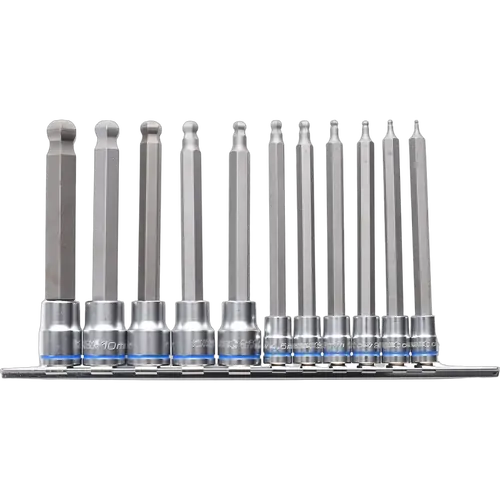 Kincrome Ball-End Hex Socket Set Long Series 11 Piece 1/4 & 3/8 Drive - Metric