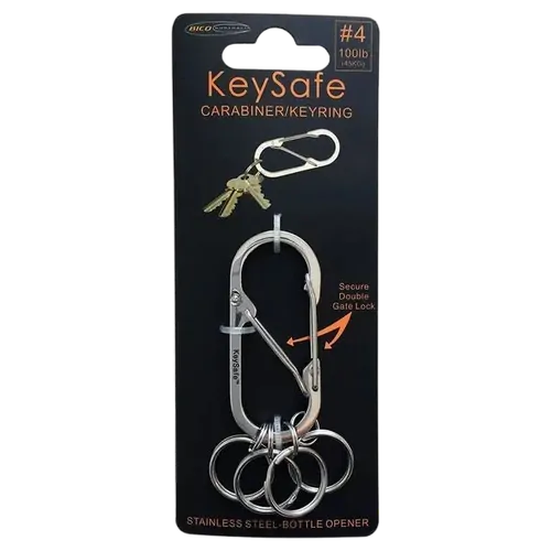 Bico Australia Keysafe Oval Carabiner Keyring Silver