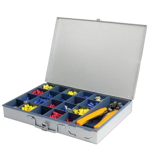 KT Accessories Insulated Terminal Kit Assortment in Heavy Duty Steel Case with Wire Stripper, 731 Pieces