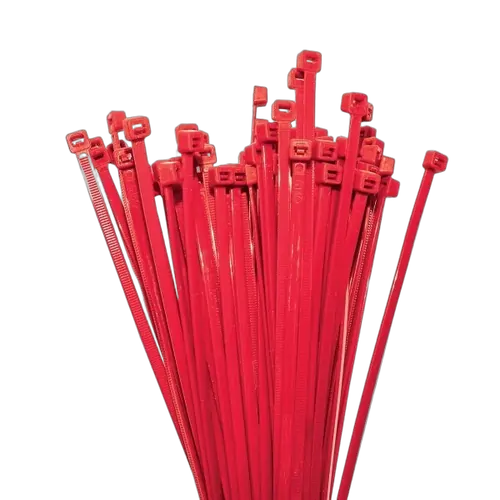 KT Accessories Nylon Cable Ties, Red, 300mm Long x 4.8mm Wide, Pack of 100.