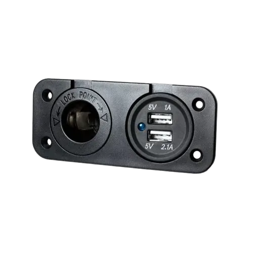 KT Accessories Accessory Socket, 12V / Dual USB, ( 1X1A & 1X2A ), Flush Mount