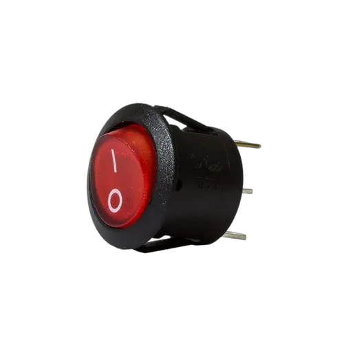 KT Accessories Red Illuminating Round Rocker Switch, On/Off, 20mm Diameter, 10Amps at 12V, Bulk Pack