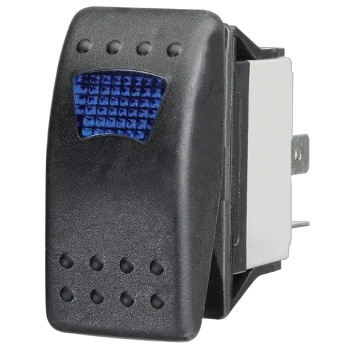 KT Accessories Blue LED Sealed Rocker Switch, On/Off, 16Amps at 12V, Bulk Pack
