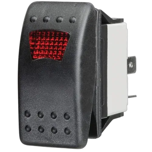 KT Accessories Red LED Sealed Rocker Switch, On/Off, 16Amps at 12V,
