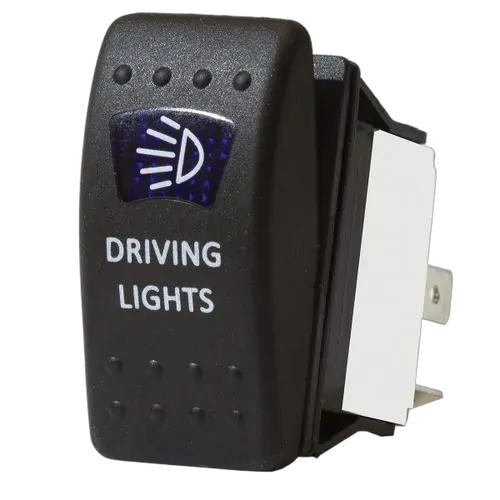 KT Accessories Blue LED 'Driving Light' Sealed Rocker Switch, On/Off, 16Amps at 12V,