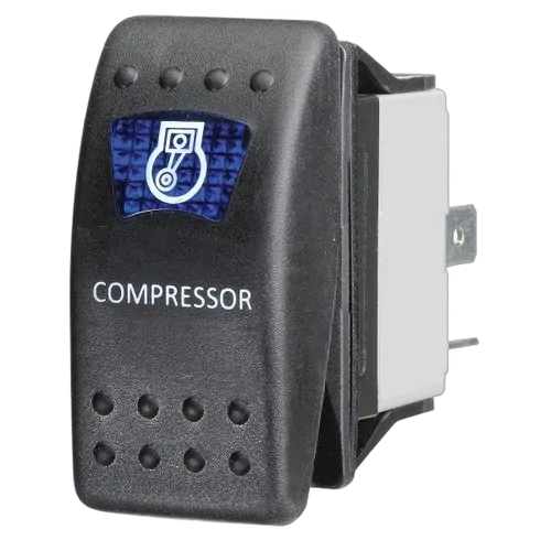 KT Accessories Blue LED 'Air Compressor' Sealed Rocker Switch, On/Off, 16Amps at 12V, Bulk Pack