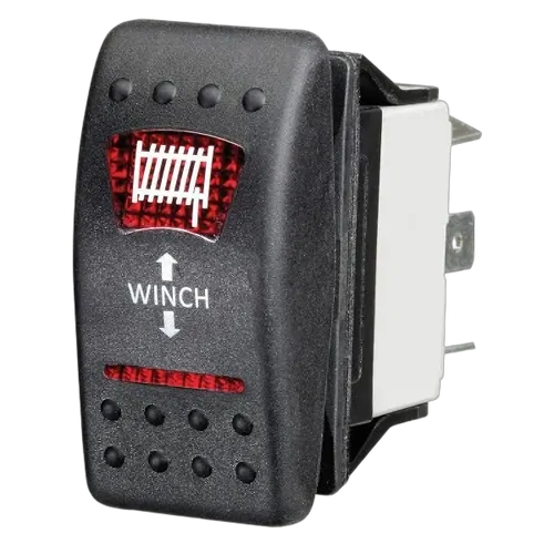 KT Accessories Red LED 'Winch' Sealed Rocker Switch, On/Off, 16Amps at 12V,
