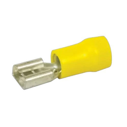 KT Accessories Terminals, Female, Yellow, 6.3mm, Pack 8