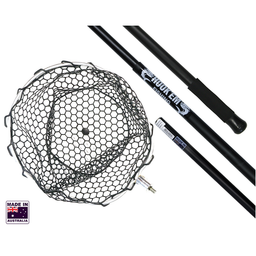 Hookem Telescopic Land Based Net - Interchangeable Offset Head - Rubber Netting - 2.0M To 3.6M