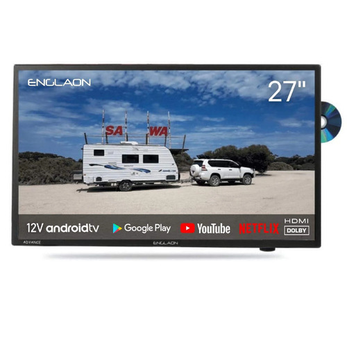 ENGLAON 27" Full HD Android Smart 12V TV with Built-in DVD player & Chromecast