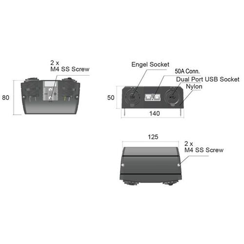 50A Conn/Engel/Usb Surface Mnt 20A Engel Socket&3.0/2.4A Usb
