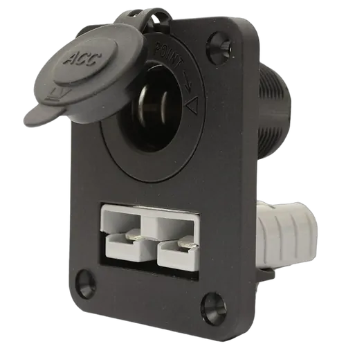 50A Connector & Dc Socket Panel Mount Grey Plug And Black Panel