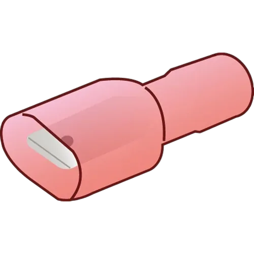 Fully Insulated Male Blade Red Polycarbonate 6.3X0.8Mm 10 Pack