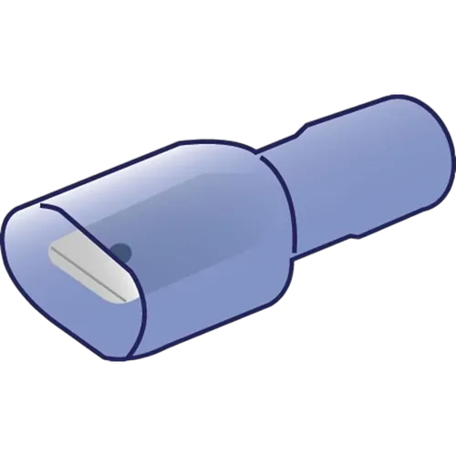 Fully Insulated Male Blade Blue Polycarbonate 6.3X0.8Mm 50 Pack