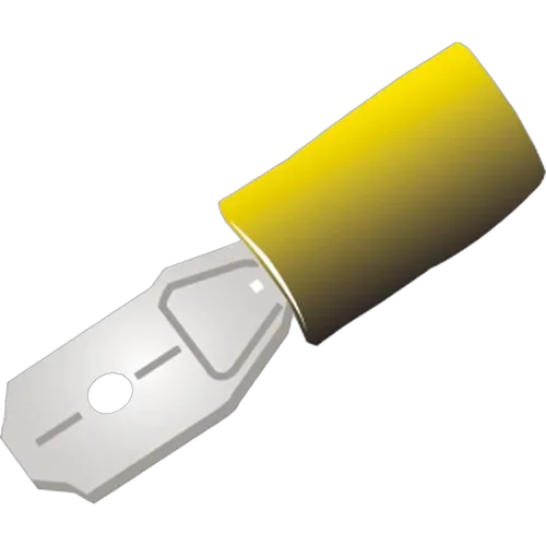 Blade Male Term Yellow 10Pk Vinyl Insulated Suits: 5-6Mm Cable 6.3X0.8Mm