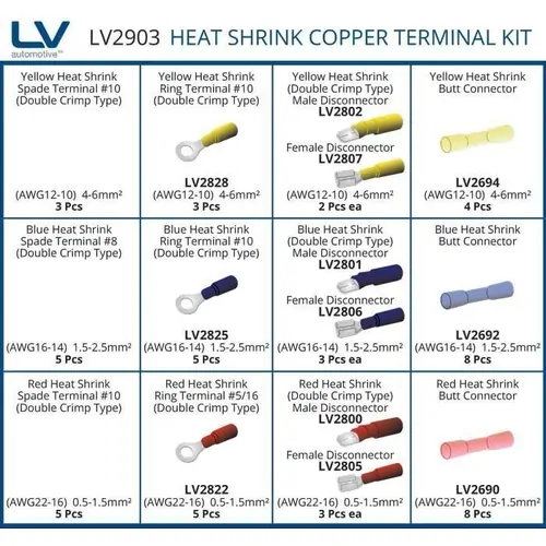 Heatshrink Terminal Kit 62 Pcs Shrink Ratio 3:1