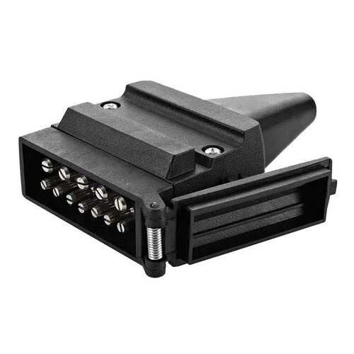 12 Pin Flat Trailer Plug [Ea] Nickel Plated Terminals S/S Screws