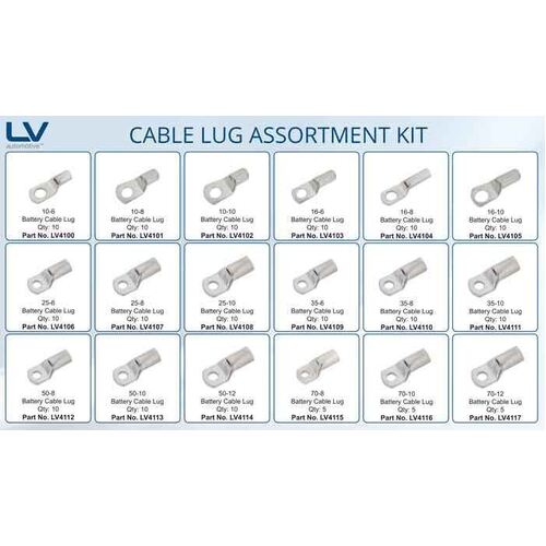 Cable Lug Assortment 165 Assorted Cable Lugs Sizes 10Mm - 70Mm2