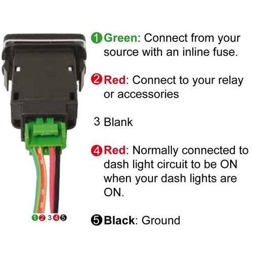 Driving Light Switch to suit Toyota 28 X 17Mm Hole Size Green Led Driving Light Symbol .