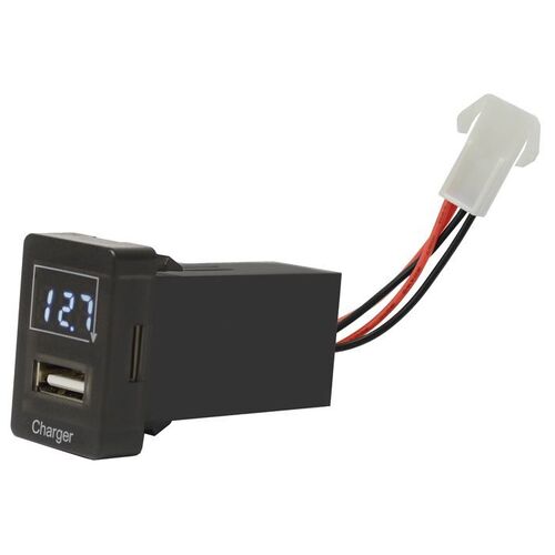 Usb/Voltmeter to suit Toyota Late Blue Small 28 X 17Mm Hole Size Usb/Voltmeter